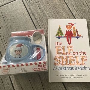 Elf on the shelf mug set and book